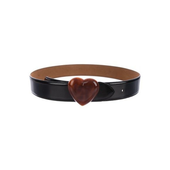 Moschino Black Leather Red Heart Buckle Belt main image 6